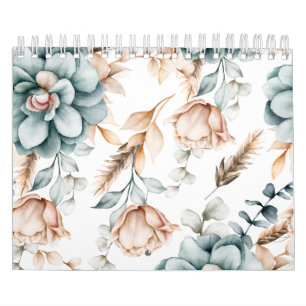 Calendrier Magnifique motif floral sans couture avec vintage