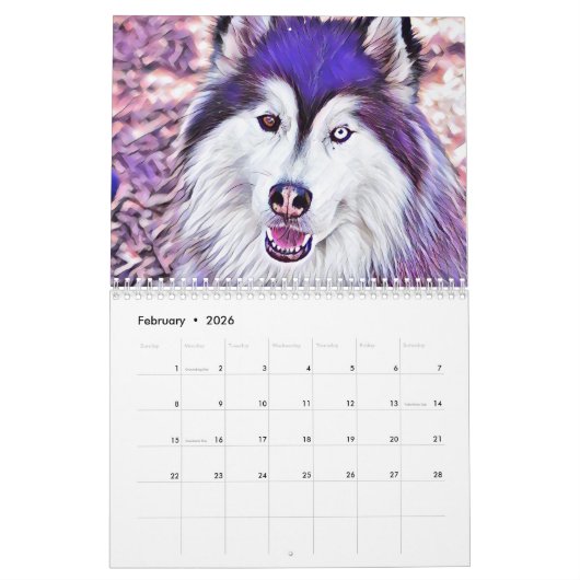 Calendrier Magnifique mur d'art Siberian Husky 2020 Calendrie (Feb 2026)