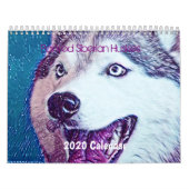 Calendrier Magnifique mur d'art Siberian Husky 2020 Calendrie (Protection)