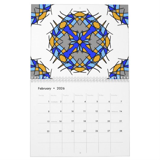 Calendrier Mandalas celtiques colorés (Feb 2026)