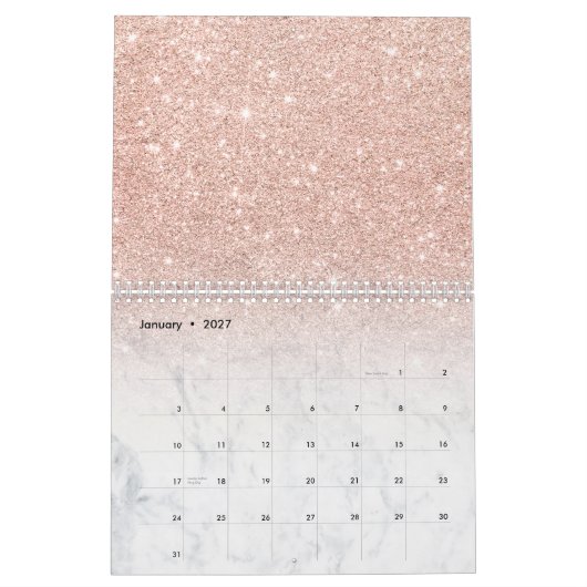 Calendrier Marbre rose chic élégant de blanc d'ombre de (Jan 2027)