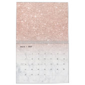 Calendrier Marbre rose chic élégant de blanc d'ombre de (Mar 2027)