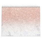 Calendrier Marbre rose chic élégant de blanc d'ombre de (Protection)