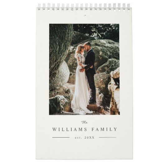 Calendrier Mariage élégant moderne photo des nouveaux mariés (Protection)