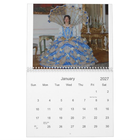 Calendrier marie Antoinette (Jan 2027)