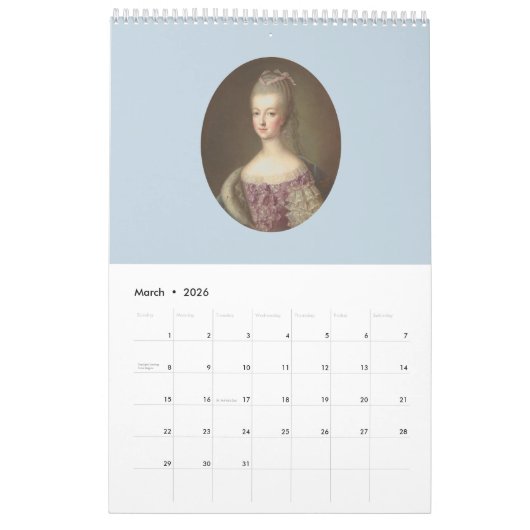 Calendrier Marie-Antoinette (Mar 2026)