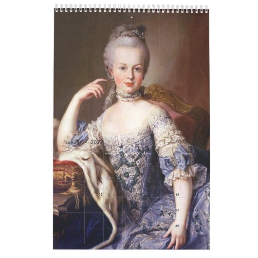 Calendrier Marie-Antoinette (Jan 2027)