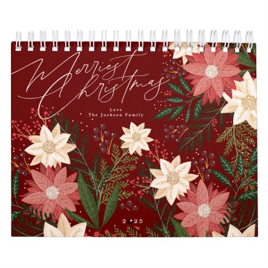 Calendrier Maroon classique Joyeux Noël 2026 (Protection)