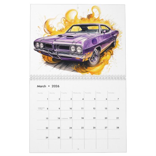 Calendrier Medium Size Hot Rods Calendar (Mar 2026)