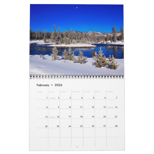 Calendrier Medium Yellowstone Park Calendar (Feb 2026)
