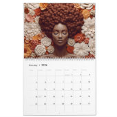 Calendrier Melanin noir fleur de Sista boucles afro femmes (Jan 2026)