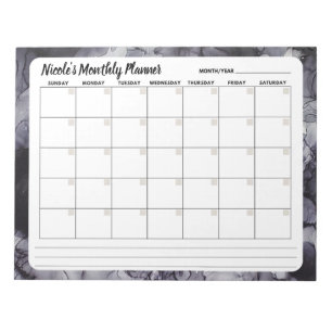 Calendrier mensuel bloc-notes en marbre gris