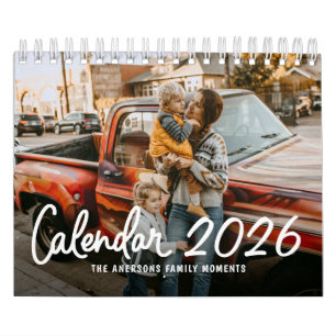 Calendrier Mensuel de photo de famille de script tendance élé