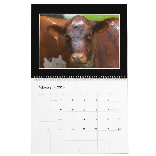 Calendrier mensuel des bétail 2018 par Thomas (Feb 2026)