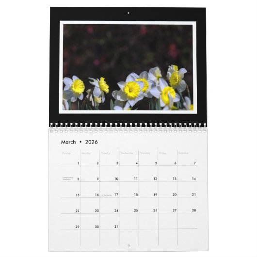 Calendrier mensuel des fleurs 2019 par Tom (Mar 2026)