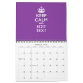 Calendrier Mensuel dire KEEP CALM votre texte 2025 (Mar 2026)