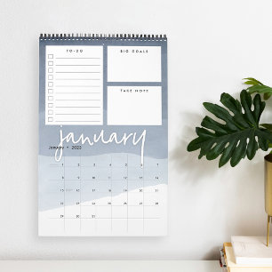 Calendrier mensuel du planificateur aquarelle Ombr