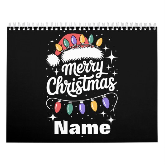 Calendrier Merry Christmas Lights Santa Hat Personalized Gift (Protection)