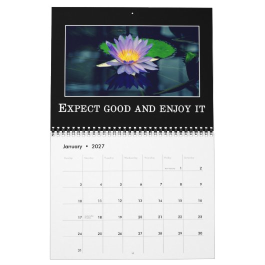 Calendrier Messages de l'affirmation et de la coutume de (Jan 2027)