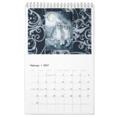 Calendrier mignon d'illustrations d'art de chat (Feb 2027)
