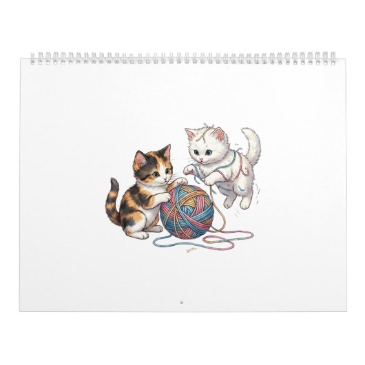 Calendrier Mignons Chatons Enjoués avec Pelote de (Protection)