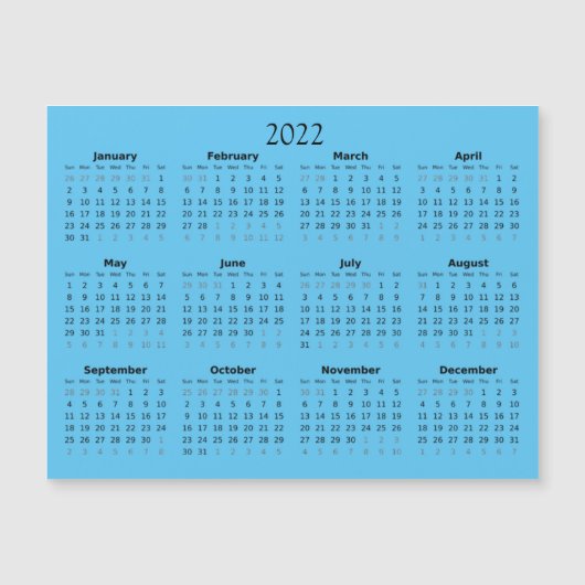 Calendrier Mini 2022 Invitation Magnétique (Devant)