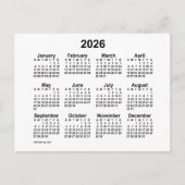 Calendrier Mini 2026 Blanc par Janz Carte Postale (Devant)