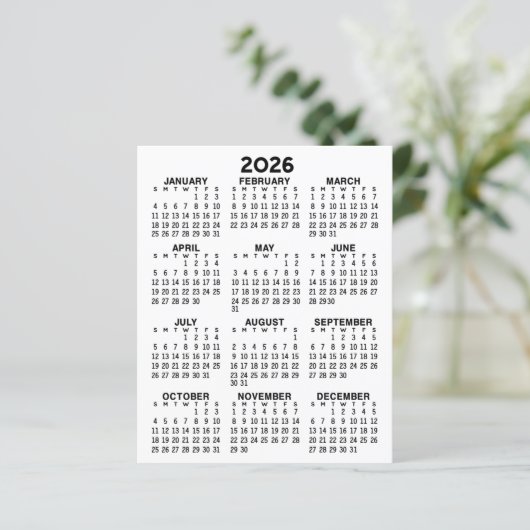 Calendrier Mini année complète Voir feuille plat (Debout devant)