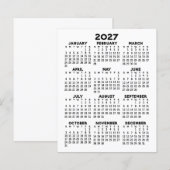 Calendrier Mini Vue Annuelle Complète Feuille Plat (Devant / Derrière)