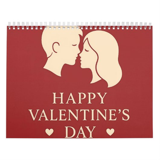 Calendrier Minimal Couple Silhouette Romantic Valentines 2026 (Protection)