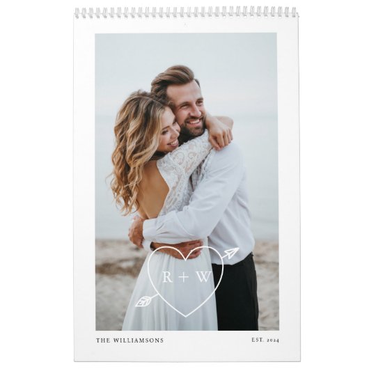 Calendrier Minimal moderne Couple Mariage Photos Keepsaké (Protection)