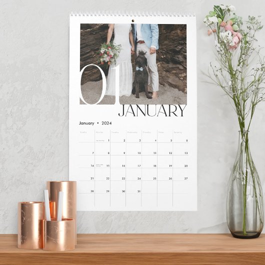 Calendrier Minimal moderne mariés Mariages Souvenirs photo