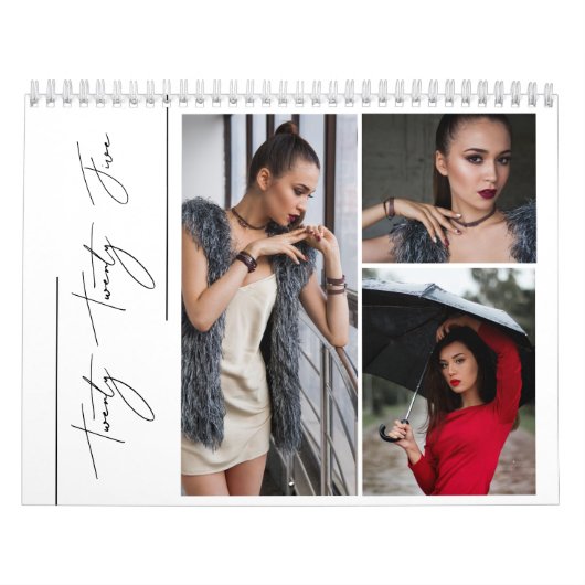 Calendrier Minimalis noir et blanc Artsy Multi Photo (Protection)