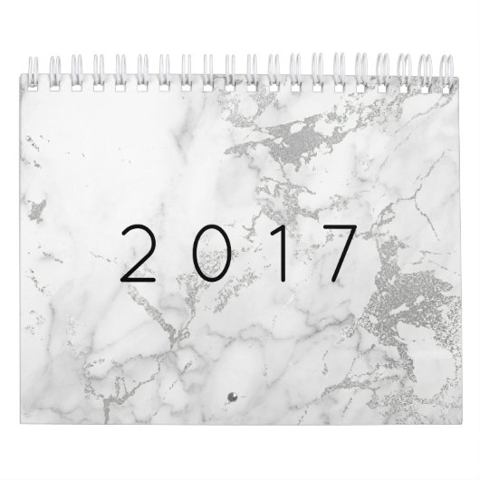Calendrier Minimalisme Marbre blanc gris argent gris gris (Protection)