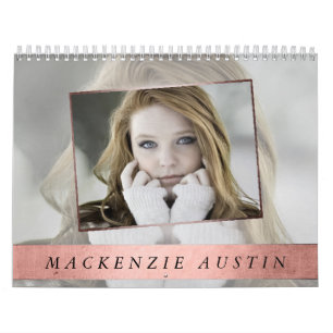 Calendrier Minimalisme moderne Coral Custom 12 Photo Overla