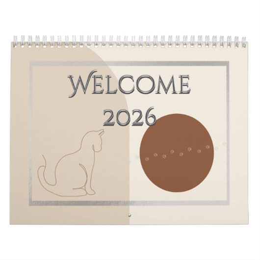 Calendrier Minimalist Cat-Themed 2026 Desk Calendar Template (Protection)
