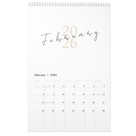 Calendrier Minimalist Clean Design (Feb 2026)