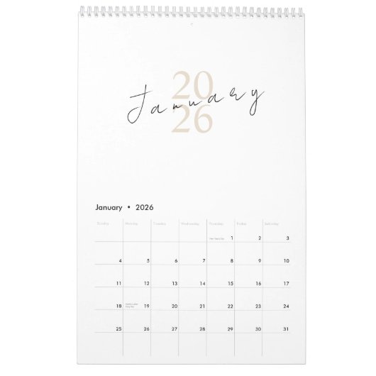Calendrier Minimalist Clean Design (Jan 2026)