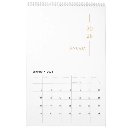 Calendrier Minimalist Clean Design (Jan 2026)