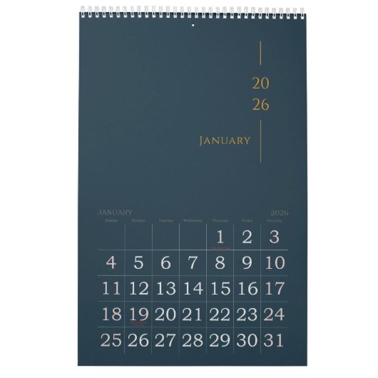 Calendrier Minimalist Clean Design (Jan 2026)