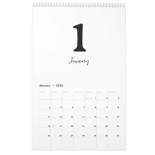 Calendrier Minimalist Clean Modern Design Calendar (Jan 2026)