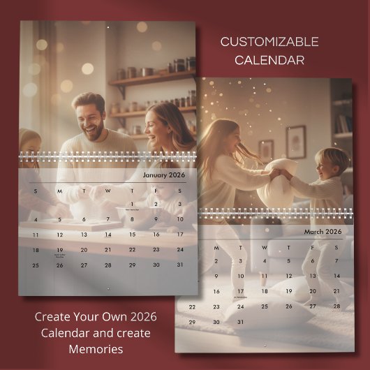 Calendrier Minimalist Custom Family Photo 2026