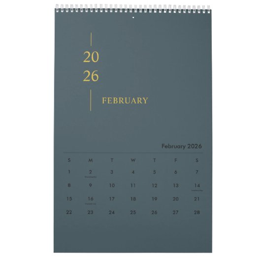 Calendrier Minimalist Modern 2026 Wall Calendar (Feb 2026)