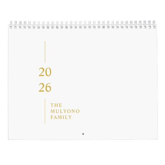 Calendrier Minimalist Modern 2026 Wall Calendar (Dos)