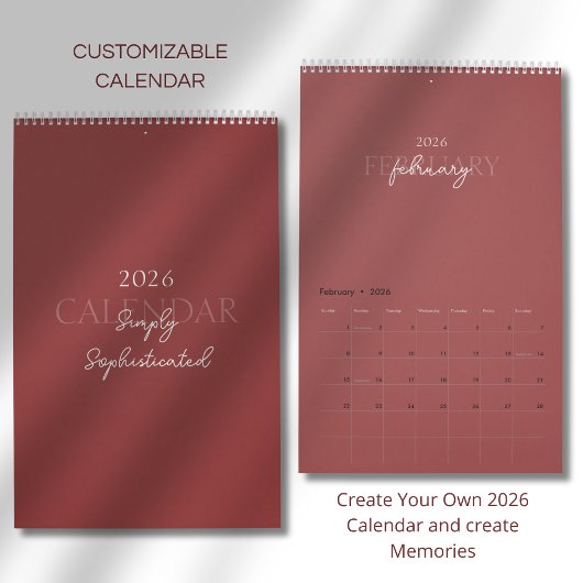 Calendrier Minimalist Modern Elegant 2026 Calendar