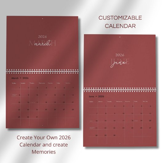 Calendrier Minimalist Modern Elegant 2026 Calendar
