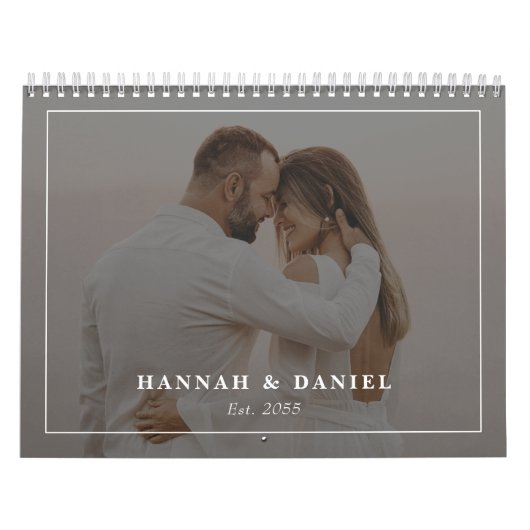 Calendrier Minimalist Wedding Newlyweds Photo Collage 2026 (Protection)