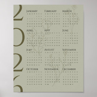 Calendrier minimaliste 2026 Poster