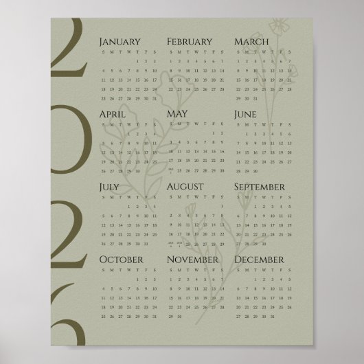 Calendrier minimaliste 2026 Poster (Devant)