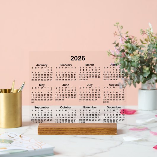 Calendrier minimaliste Black 2026 (Mariage)